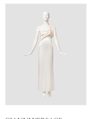 Gianni Versace 1997 Metallic Ivory Lurex and Pearl White Gown (Tab Vintage)